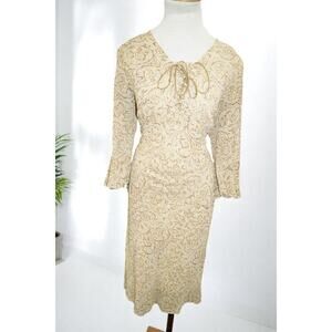 Vintage Sheena Fashions Lace-Up Midi Dress – Made in USA – Size Large